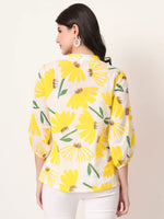 Thumbnail for Yufta Yellow Cotton Mandarin Collar Shrit Style Top