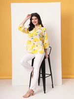 Thumbnail for Yufta Yellow Cotton Shirt Collar Shrit Style Top