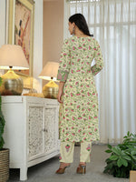 Thumbnail for Yufta Yellow Cotton Straight Floral Print Kurta Dupatta Set