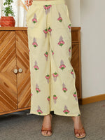 Thumbnail for Yufta Yellow Cotton Straight Sleeveless Strappy Kurta Dupatta Set