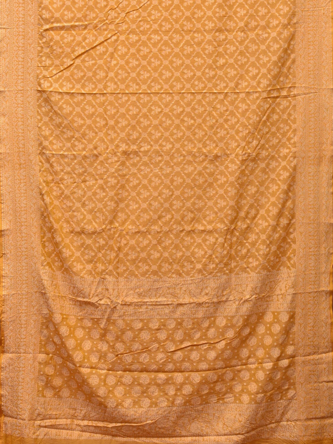 Yellow Cut Work Tussar Cotton Handloom Saree with All Over Jamdani Style Design - Global Threads - Distacart