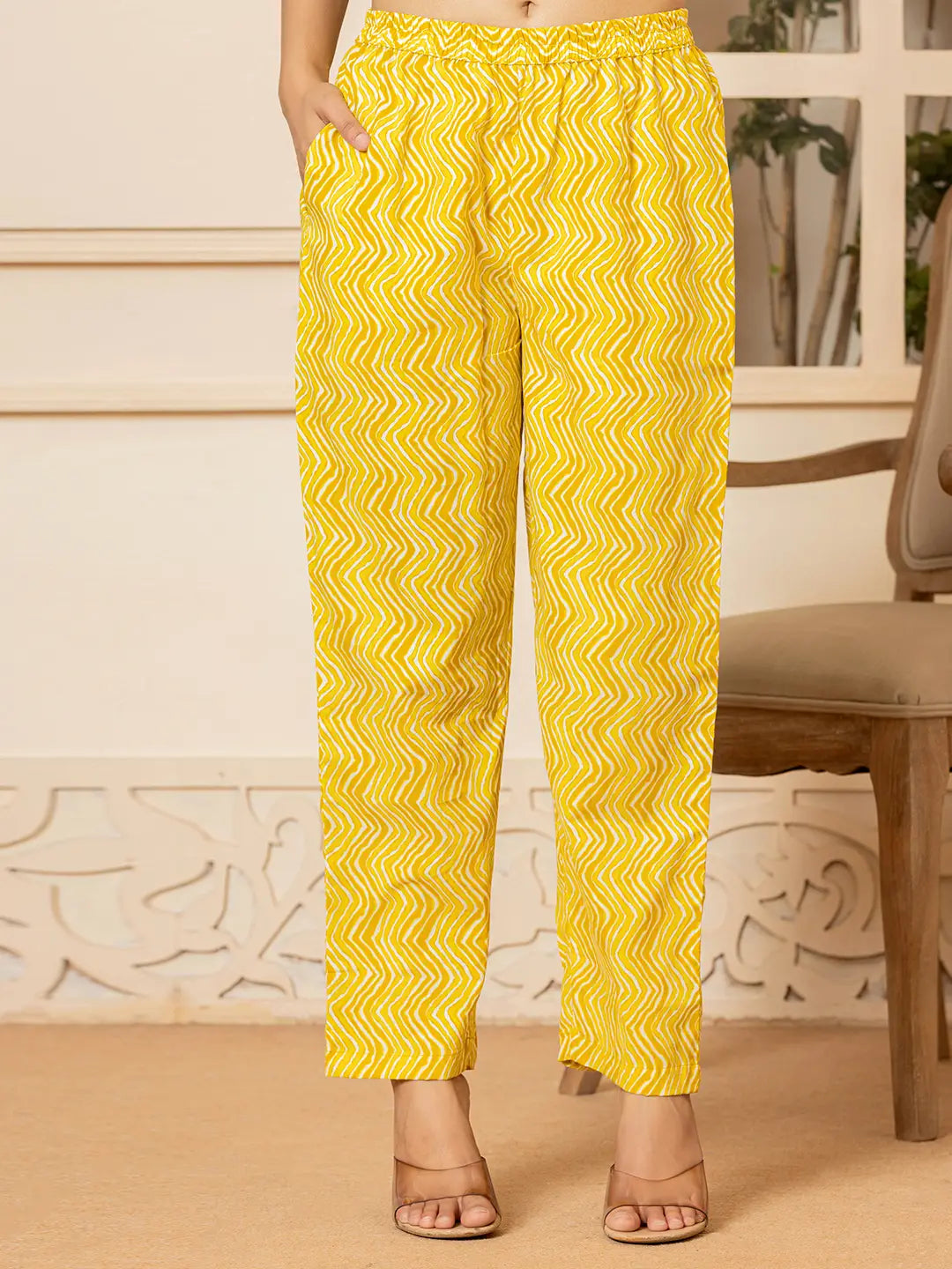 Yufta Yellow Embroidered Pure Cotton Anarkali Kurta Trouser With Dupatta Set - Distacart