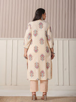 Thumbnail for Yufta Yellow Floral Print Cotton Sequins Work Plus Size Kurta Set With Pant & Dupatta