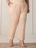 Thumbnail for Yufta Yellow Floral Print Cotton Sequins Work Plus Size Kurta Set With Pant & Dupatta