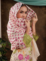 Thumbnail for Yufta Yellow Floral Print Pure Cotton Beads Straight Kurta Dupatta Set With Lace Detailing
