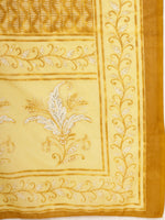 Thumbnail for Yufta Yellow Floral Print Thread-Work Straight Kurta Trouser Dupatta Set