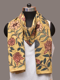 Thumbnail for Yellow Kalamkari Hand Painted Sico Stole with Floral Design - Global Threads - Distacart