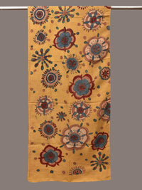 Thumbnail for Yellow Kalamkari Hand Painted Woolen Handloom Stole with Floral Design - Global Threads - Distacart