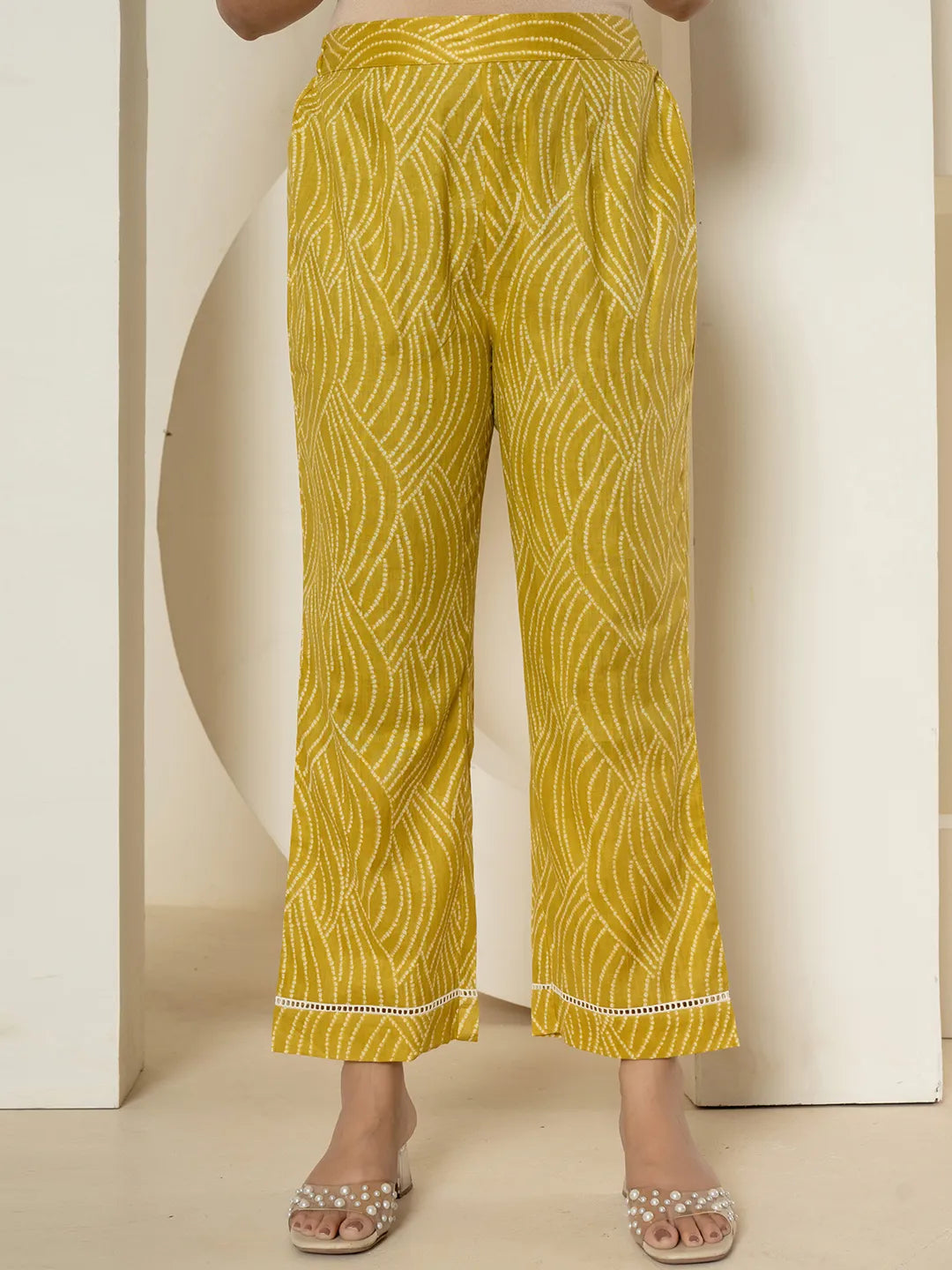 Yufta Yellow Patch Work Pure Cotton Straight Kurta And Dupatta Set
