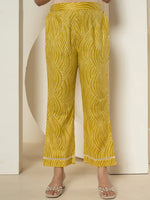 Thumbnail for Yufta Yellow Patch Work Pure Cotton Straight Kurta And Dupatta Set