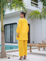 Thumbnail for Yufta Yellow Polka Dot Print Top And Trouser Co Ord Set