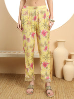 Thumbnail for Yufta Yellow Printed Silk Embroidered Kurta Dupatta Set