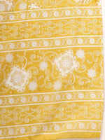 Thumbnail for Yufta Yellow Pure Cotton Floral Lace Work Kurta Dupatta Pant Set