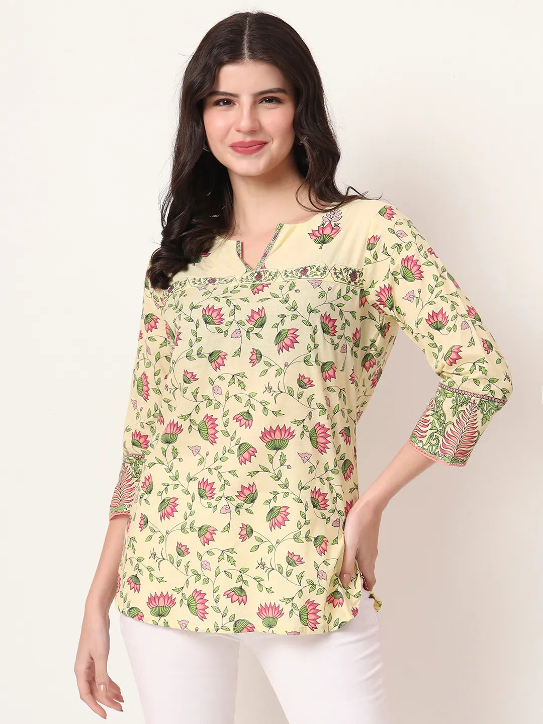 Yufta Yellow Pure Cotton Peplum Top - Distacart