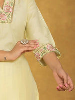 Thumbnail for Yufta Yellow Silk Blend Pakistani Style Kurta Dupatta Set