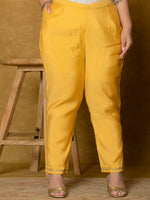 Thumbnail for Yufta Yellow Silk Embroidered Plus Size Kurta Dupatta Set