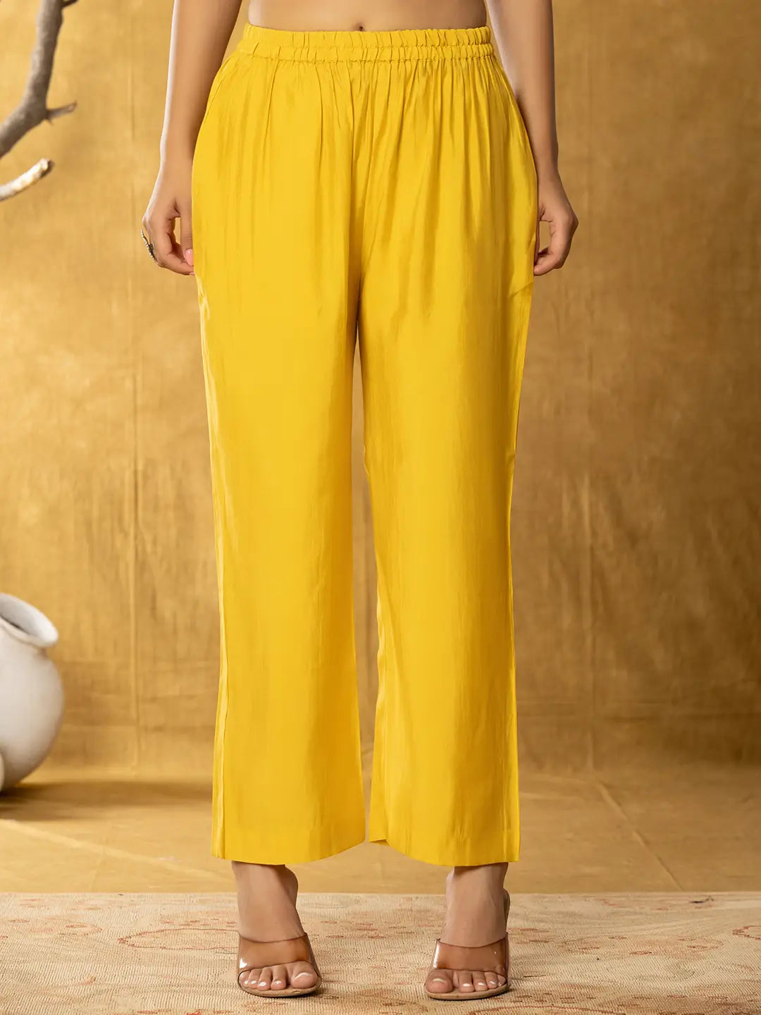 Yufta Yellow Thread_Work Shirt And Trouser Silk Blend Co-Ord Set