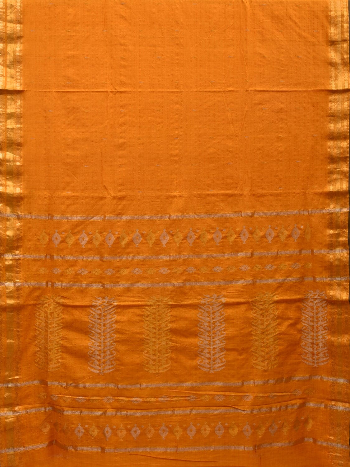 Yellow Uppada Cotton Handloom Saree with Karpur Pallu Design - Global Threads - Distacart