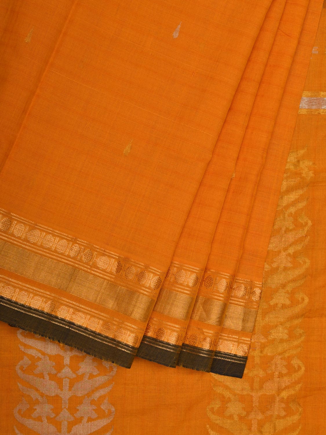 Yellow Uppada Cotton Handloom Saree with Karpur Pallu Design - Global Threads - Distacart