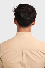 Thumbnail for Jonesburg Men's Beige Slub Satin Slim Fit Semi Formal Shirt