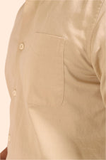 Thumbnail for Jonesburg Men's Beige Slub Satin Slim Fit Semi Formal Shirt