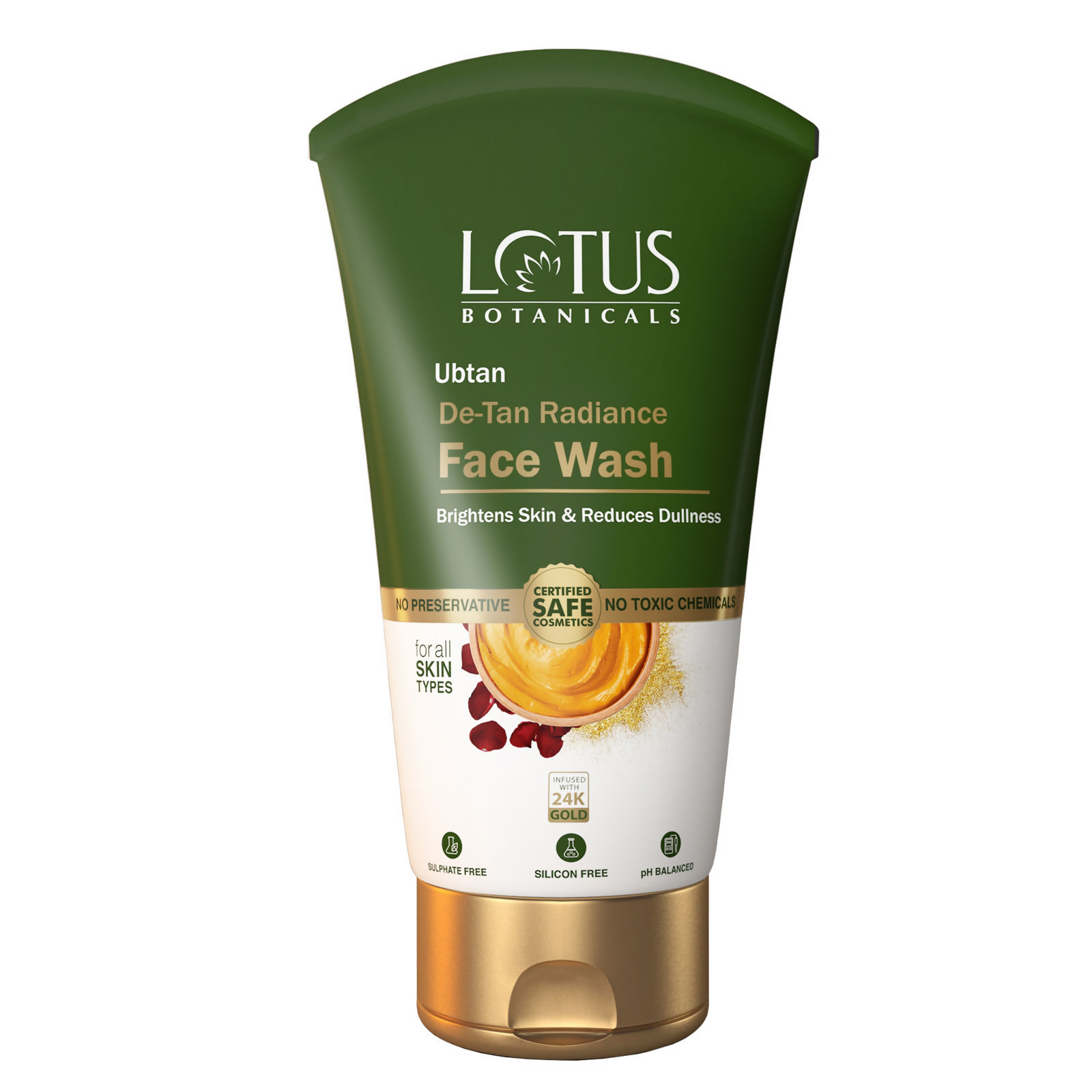 Lotus Botanicals Ubtan De-Tan Radiance Face Wash Infused with 24K Gold Rejuvenated Skin - Distacart
