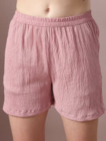 Thumbnail for Myshka Women's Pink Solid Shirt Collar Party Shirt With Shorts Co-ord set - Distacart