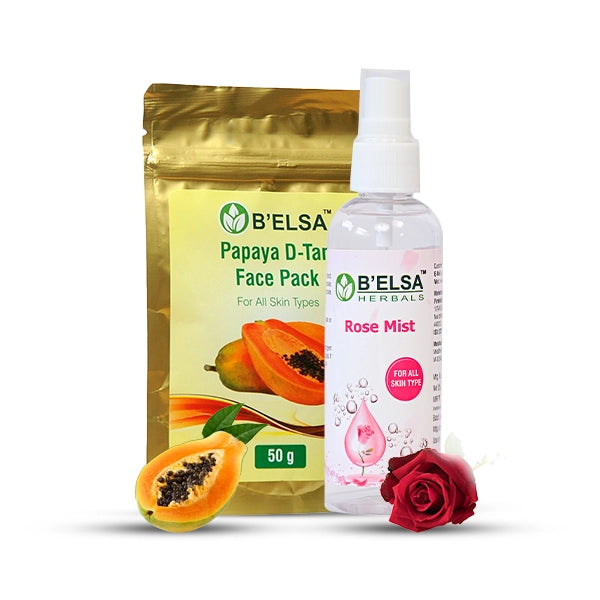 Belsa Herbals Organic Papaya D-tan Facepack And Rose Mist - Distacart