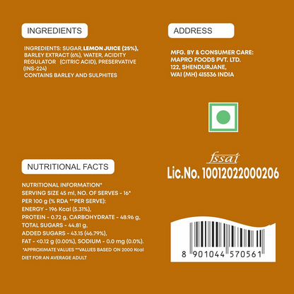 Mapro Lemon Gluten Free Barley Water - Dista