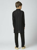 Thumbnail for Joban Fashion Kids Island Full Sleeves Cotton Kurta and Pyjama Set with Strip - Black - Distacart