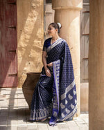 Thumbnail for Preksha Creation Indian Style Banarasi Soft Silk Women Saree - Dark Blue - Distacart