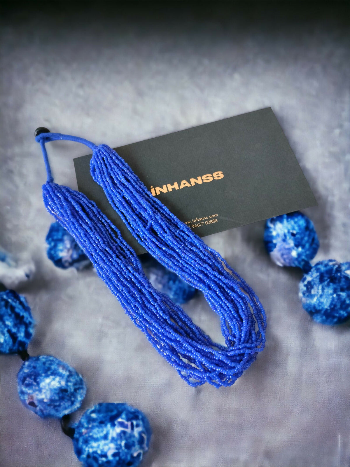 Inhanns Handmade Beaded Multilayer Necklace, 20 Layers - Blue - Distacart