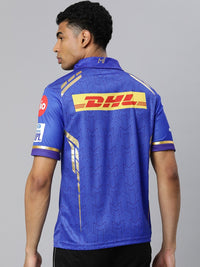 Thumbnail for playR Men Printed Polo Collar Dri-FIT MI Official Match Jersey T-shirt IPL, T20 - Distacart