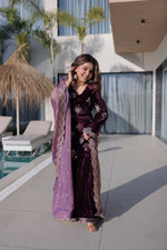 Thumbnail for Joban Fashion Maroon Kurta Set Velvet Embroidery Sequence Work - Distacart
