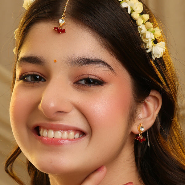 Ruby Raang Noor-E-Laal Pearl Tikka Set