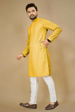 Thumbnail for Anaita Yellow Embroidered Rayon Straight Kurta - Distacart