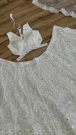 Thumbnail for Jyoti Fashion Women's Off White Georgette Codding Thread with Sequins Embroidered Designer Lehenga Choli Set - Distacart