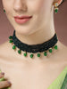 NVR Women's Green Artificial Beads Layered Necklace with Drop Earring - Distacart