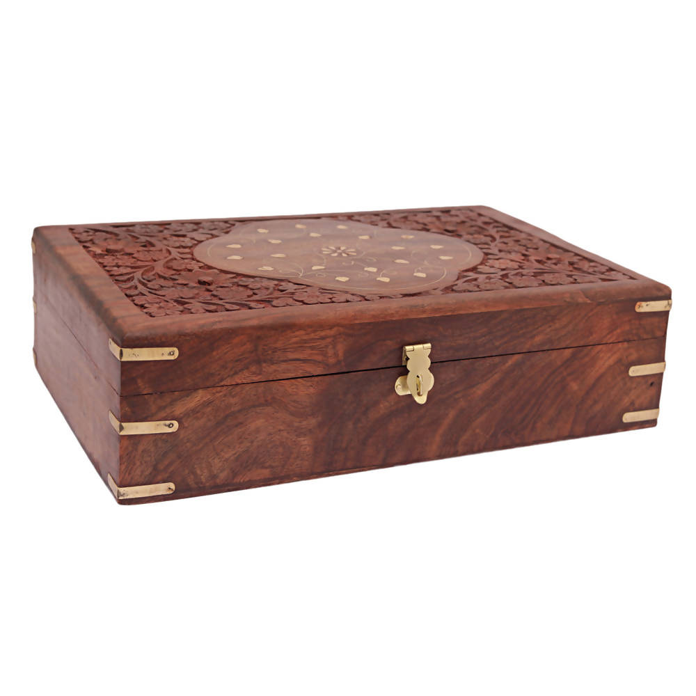 Nizalia Carved Motif Of Flora Handmade Jewellery Box