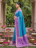 Thumbnail for Shree Shyam Fashion Rama Blue Soft Silk Saree - Dista
