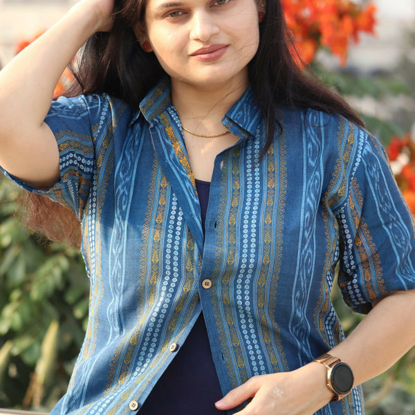 Blue Sambalpuri Unisex Shirt 1