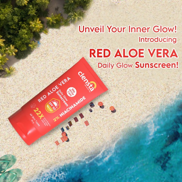 Clensta Red Aloe Vera Daily Glow Sunscreen SPF 50 - Distacart