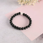 Thumbnail for NVR Men & Women Black Marble Crystal Beaded Elasticated Bracelet - Distacart