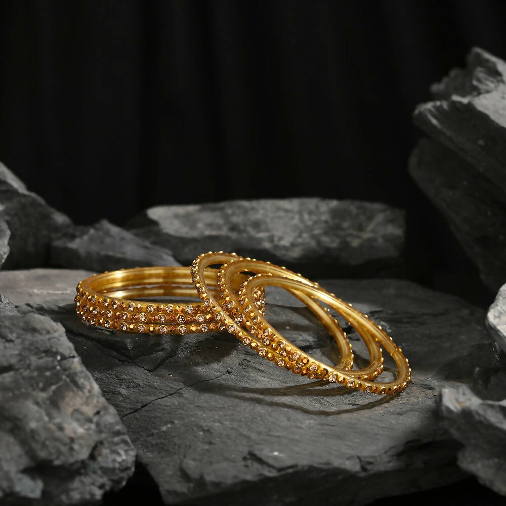 Afast Elegant Bridal & Wedding Party Fashion Bangle/Kada Set, Gold, Glass, Pack Of 12 Model No- A13 - Distacart