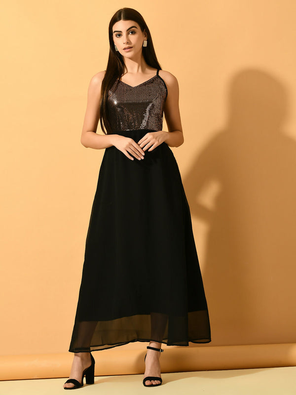Myshka Women's Black Empire Party Dress - Distacart