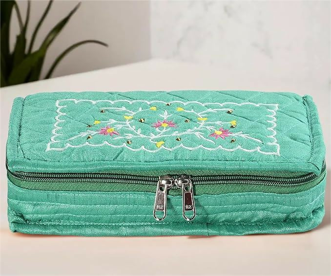 Asmaani 7 Pocket Mint Embroidery Jewellery Kit - Distacart
