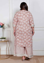 Thumbnail for Miravan Plus Size Women Brown Floral Printed Straight Ethnic Kurta With Palazzo - Distacart