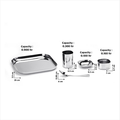 Sumeet Square Stainless Steel Heavy Gauge Mirror Finish Dinner Set - Dista