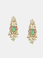 Thumbnail for Ruby Raang Rajkumari Necklace With Earrings And Maang Tikka - Distacart