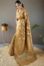 Thumbnail for Preksha Creation Banarasi Soft Silk Women Yellow Saree - Distacart